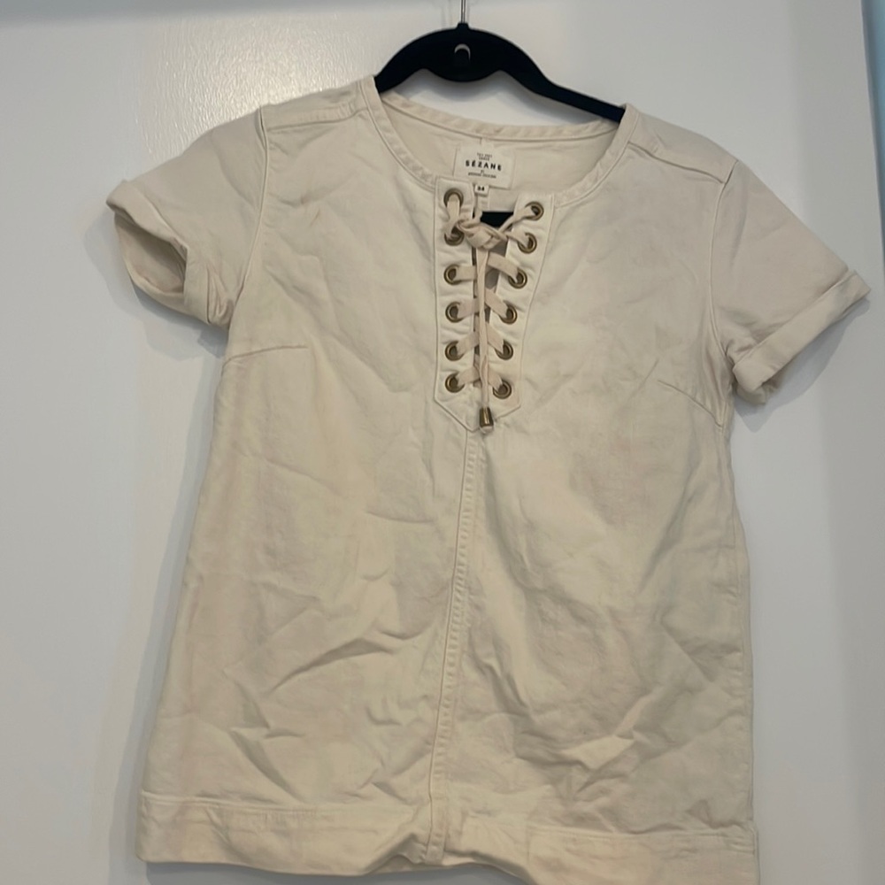 Sezane linen/denim top
